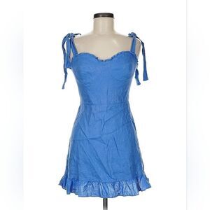 Reformation Desiree Linen Dress Blue in Size 8